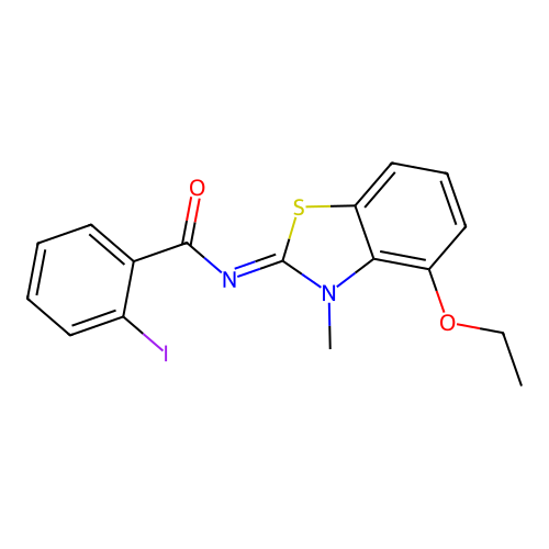 N-(4-ethoxy-3-methyl-1,3-benzothiazol-2-ylidene)-2-iodobenzamide structure