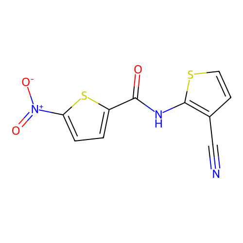 N-(3-cyanothiophen-2-yl)-5-nitrothiophene-2-carboxamide structure