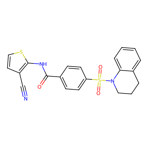N-(3-cyanothiophen-2-yl)-4-((3,4-dihydroquinolin-1(2H)-yl)sulfonyl)benzamide structure