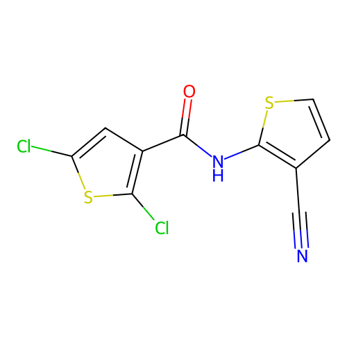 2,5-dichloro-N-(3-cyanothiophen-2-yl)thiophene-3-carboxamide structure