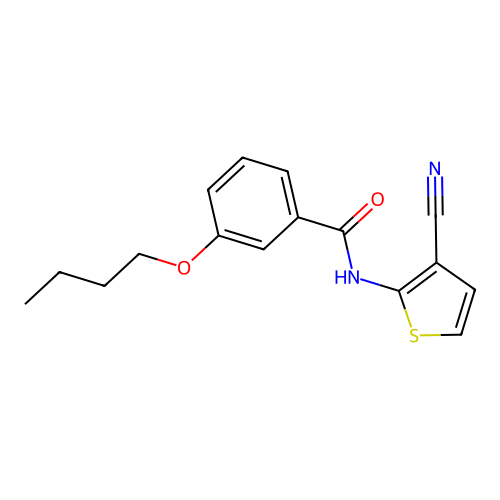 3-butoxy-N-(3-cyanothiophen-2-yl)benzamide structure
