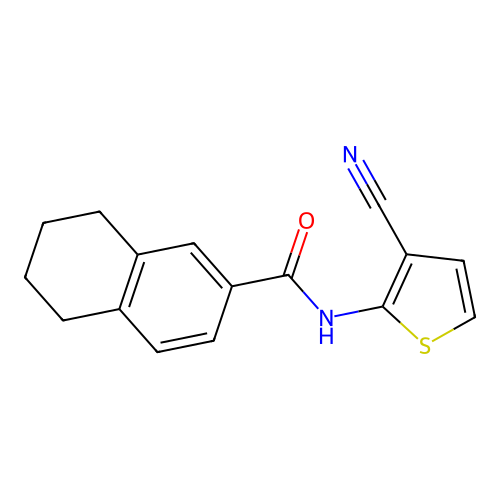 N-(3-cyanothiophen-2-yl)-5,6,7,8-tetrahydronaphthalene-2-carboxamide structure