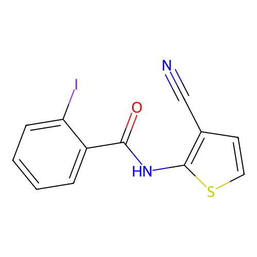 N-(3-cyanothiophen-2-yl)-2-iodobenzamide structure