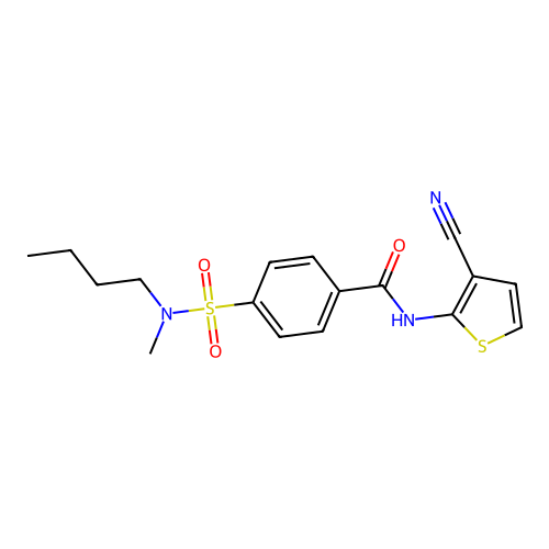 4-[butyl(methyl)sulfamoyl]-N-(3-cyanothiophen-2-yl)benzamide structure