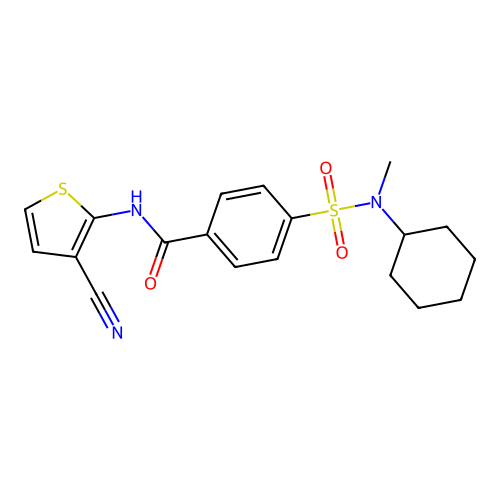 N-(3-cyanothiophen-2-yl)-4-[cyclohexyl(methyl)sulfamoyl]benzamide structure