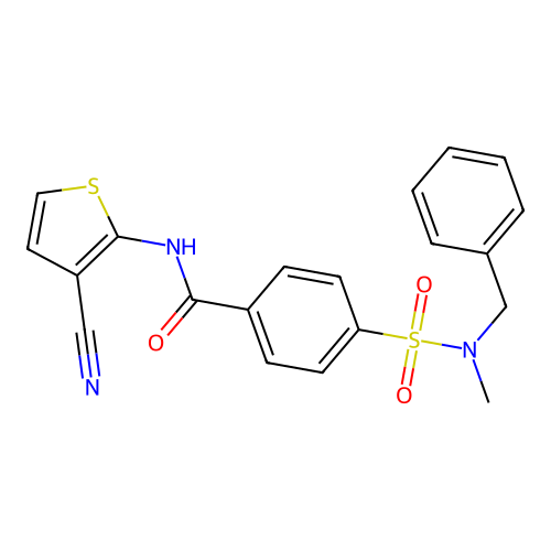 4-[benzyl(methyl)sulfamoyl]-N-(3-cyanothiophen-2-yl)benzamide structure