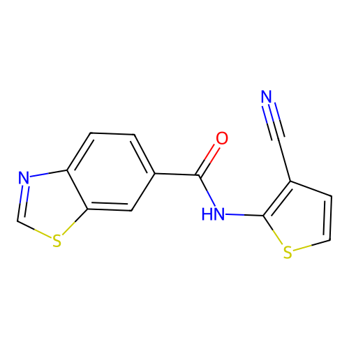 N-(3-cyanothiophen-2-yl)-1,3-benzothiazole-6-carboxamide structure