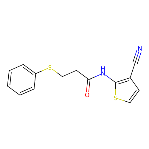 N-(3-cyanothiophen-2-yl)-3-(phenylthio)propanamide structure