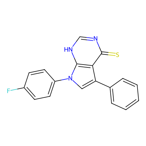 7-(4-fluorophenyl)-5-phenyl-7H-pyrrolo[2,3-d]pyrimidine-4-thiol structure