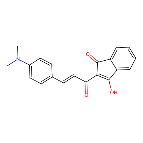 (E)-2-(3-(4-(dimethylamino)phenyl)acryloyl)-3-hydroxy-1H-inden-1-one structure