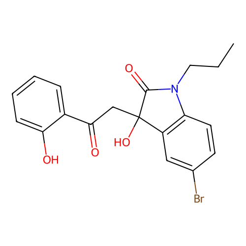5-bromo-3-hydroxy-3-[2-(2-hydroxyphenyl)-2-oxoethyl]-1-propyl-1,3-dihydro-2H-indol-2-one structure