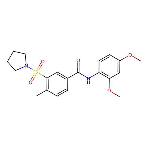 N-(2,4-dimethoxyphenyl)-4-methyl-3-(pyrrolidin-1-ylsulfonyl)benzamide structure