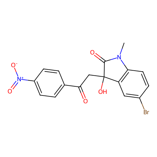 5-Bromo-3-hydroxy-1-methyl-3-[2-(4-nitrophenyl)-2-oxoethyl]indol-2-one structure