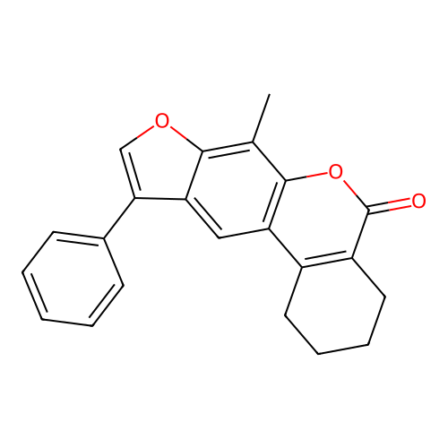 7-methyl-10-phenyl-1,2,3,4-tetrahydro-5H-benzo[c]furo[3,2-g]chromen-5-one structure