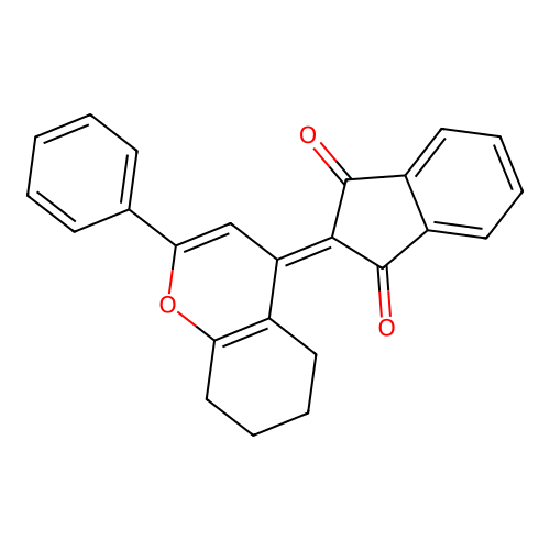 2-(2-Phenyl-5,6,7,8-tetrahydrochromen-4-ylidene)indene-1,3-dione structure