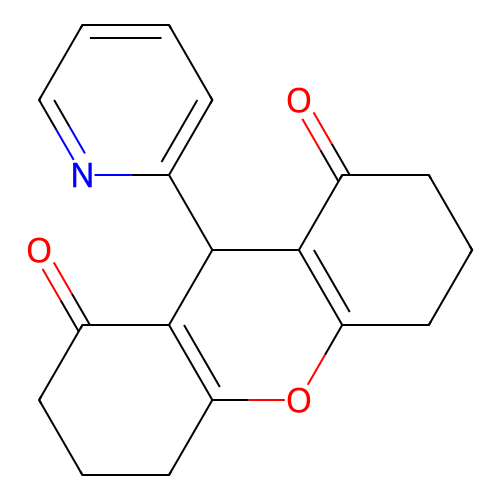 9-(pyridin-2-yl)-3,4,5,6,7,9-hexahydro-1H-xanthene-1,8(2H)-dione structure