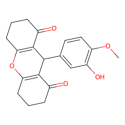 9-(3-hydroxy-4-methoxyphenyl)-3,4,5,6,7,9-hexahydro-1H-xanthene-1,8(2H)-dione structure