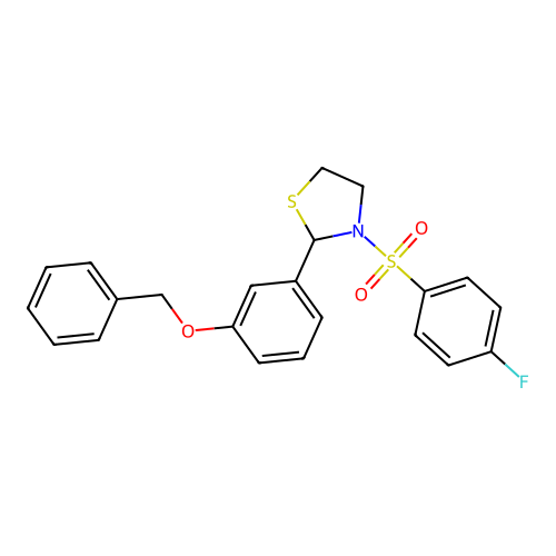 2-(3-(Benzyloxy)phenyl)-3-((4-fluorophenyl)sulfonyl)thiazolidine structure