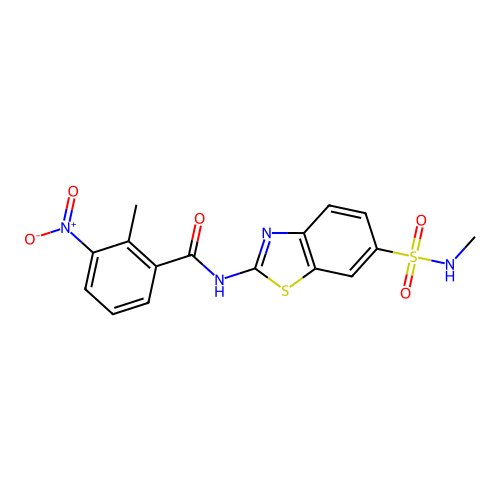 2-methyl-N-[6-(methylsulfamoyl)-1,3-benzothiazol-2-yl]-3-nitrobenzamide structure