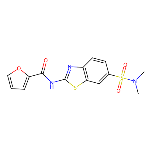 N-[6-(dimethylsulfamoyl)-1,3-benzothiazol-2-yl]furan-2-carboxamide structure