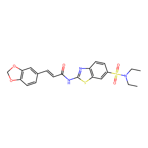 (2E)-3-(2H-1,3-BENZODIOXOL-5-YL)-N-[6-(DIETHYLSULFAMOYL)-1,3-BENZOTHIAZOL-2-YL]PROP-2-ENAMIDE structure