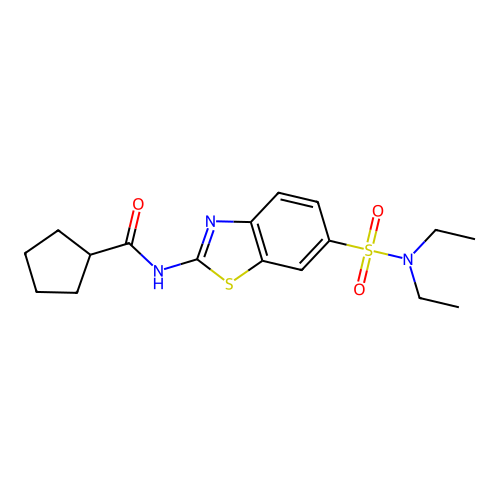 N-[6-(diethylsulfamoyl)-1,3-benzothiazol-2-yl]cyclopentanecarboxamide structure