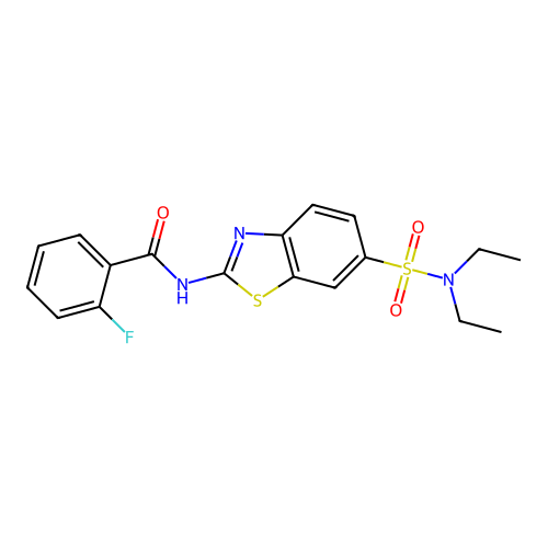 N-[6-(diethylsulfamoyl)-1,3-benzothiazol-2-yl]-2-fluorobenzamide structure
