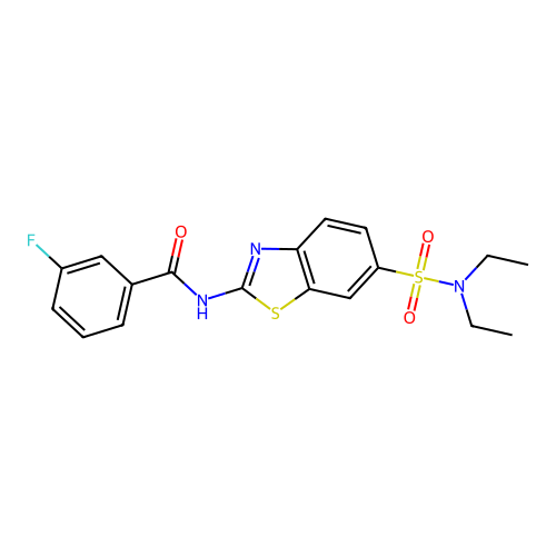 N-[6-(diethylsulfamoyl)-1,3-benzothiazol-2-yl]-3-fluorobenzamide structure
