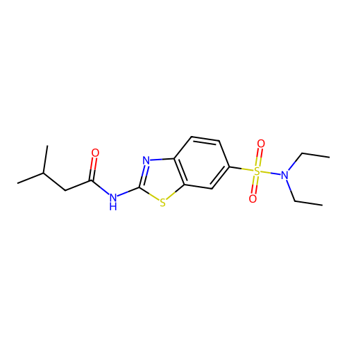 N-[6-(diethylsulfamoyl)-1,3-benzothiazol-2-yl]-3-methylbutanamide structure