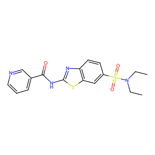 N-[6-(diethylsulfamoyl)-1,3-benzothiazol-2-yl]pyridine-3-carboxamide structure