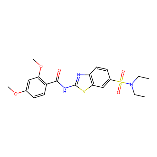 N-[6-(diethylsulfamoyl)-1,3-benzothiazol-2-yl]-2,4-dimethoxybenzamide structure
