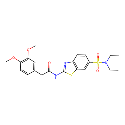 N-[6-(diethylsulfamoyl)-1,3-benzothiazol-2-yl]-2-(3,4-dimethoxyphenyl)acetamide structure