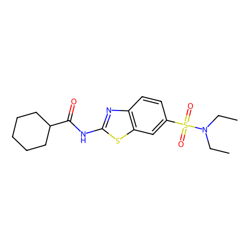 N-[6-(diethylsulfamoyl)-1,3-benzothiazol-2-yl]cyclohexanecarboxamide structure