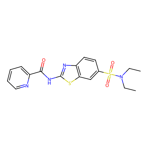 N-[6-(diethylsulfamoyl)-1,3-benzothiazol-2-yl]pyridine-2-carboxamide structure