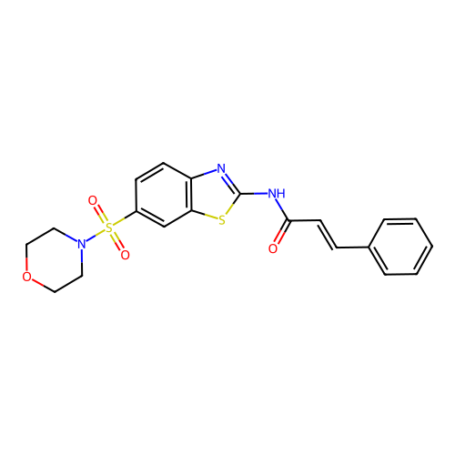 (E)-N-(6-morpholin-4-ylsulfonyl-1,3-benzothiazol-2-yl)-3-phenylprop-2-enamide structure