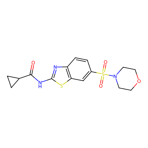 N-(6-morpholin-4-ylsulfonyl-1,3-benzothiazol-2-yl)cyclopropanecarboxamide structure