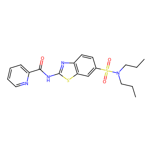 N-[6-(dipropylsulfamoyl)-1,3-benzothiazol-2-yl]pyridine-2-carboxamide structure