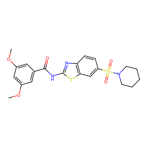 3,5-dimethoxy-N-(6-(piperidin-1-ylsulfonyl)benzo[d]thiazol-2-yl)benzamide structure