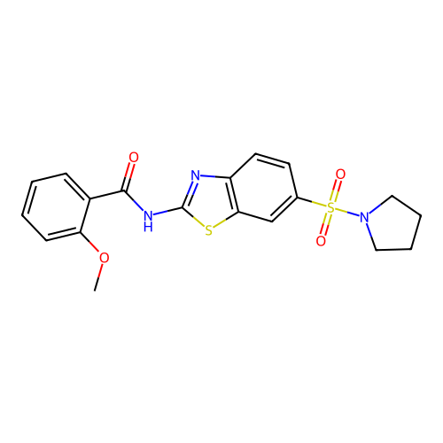 2-methoxy-N-(6-(pyrrolidin-1-ylsulfonyl)benzo[d]thiazol-2-yl)benzamide structure