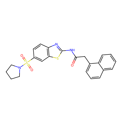 2-(naphthalen-1-yl)-N-(6-(pyrrolidin-1-ylsulfonyl)benzo[d]thiazol-2-yl)acetamide structure