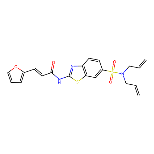 (E)-N-(6-(N,N-diallylsulfamoyl)benzo[d]thiazol-2-yl)-3-(furan-2-yl)acrylamide structure