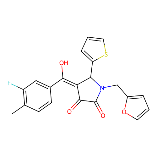 4-(3-fluoro-4-methylbenzoyl)-1-[(furan-2-yl)methyl]-3-hydroxy-5-(thiophen-2-yl)-2,5-dihydro-1H-pyrrol-2-one structure