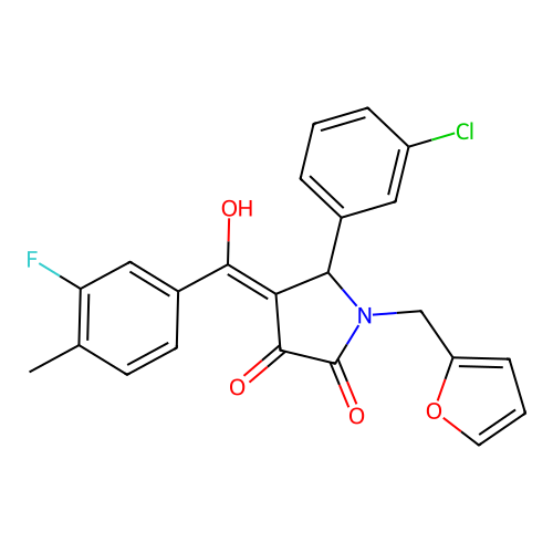 5-(3-chlorophenyl)-4-(3-fluoro-4-methylbenzoyl)-1-[(furan-2-yl)methyl]-3-hydroxy-2,5-dihydro-1H-pyrrol-2-one structure
