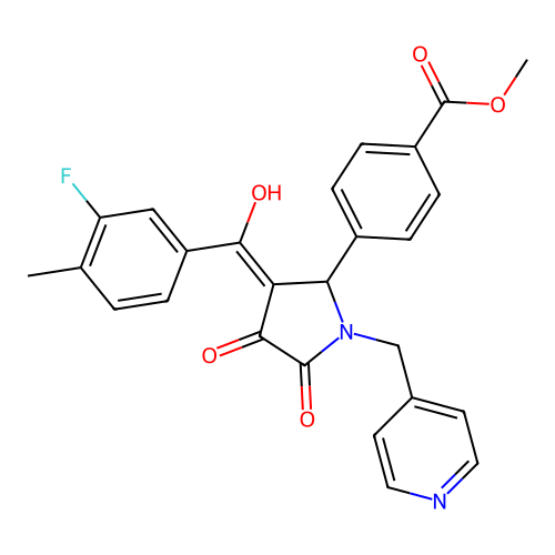 methyl 4-[3-(3-fluoro-4-methylbenzoyl)-4-hydroxy-5-oxo-1-[(pyridin-4-yl)methyl]-2,5-dihydro-1H-pyrrol-2-yl]benzoate structure