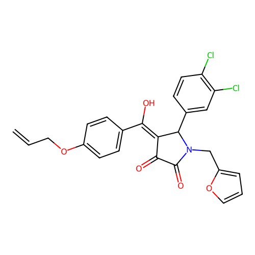 5-(3,4-dichlorophenyl)-1-(furan-2-ylmethyl)-4-[hydroxy-(4-prop-2-enoxyphenyl)methylidene]pyrrolidine-2,3-dione structure