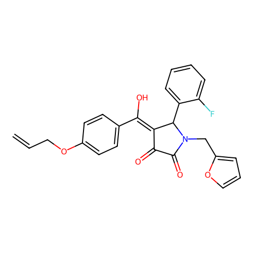 5-(2-fluorophenyl)-1-(furan-2-ylmethyl)-4-[hydroxy-(4-prop-2-enoxyphenyl)methylidene]pyrrolidine-2,3-dione structure