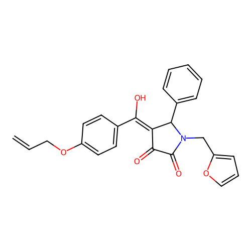 1-(furan-2-ylmethyl)-4-[hydroxy-(4-prop-2-enoxyphenyl)methylidene]-5-phenylpyrrolidine-2,3-dione structure