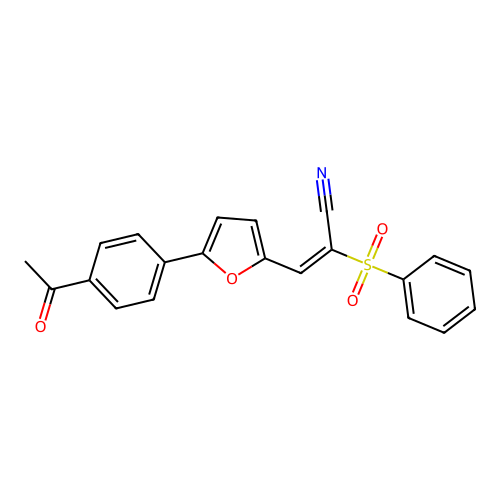 (2E)-3-[5-(4-acetylphenyl)furan-2-yl]-2-(phenylsulfonyl)prop-2-enenitrile structure