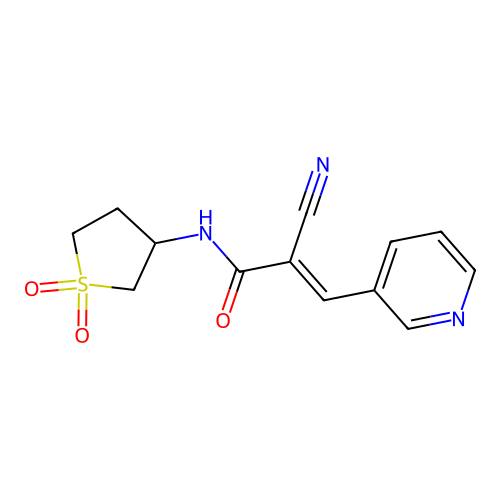 (E)-2-cyano-N-(1,1-dioxothiolan-3-yl)-3-pyridin-3-ylprop-2-enamide structure