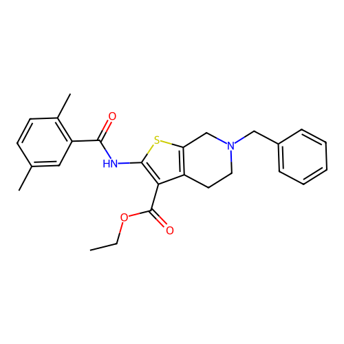 ethyl 6-benzyl-2-(2,5-dimethylbenzamido)-4H,5H,6H,7H-thieno[2,3-c]pyridine-3-carboxylate structure